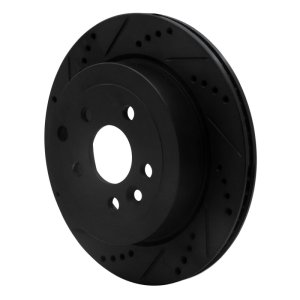 Land Rover LR2 Brake Rotor (1) - Rear Left - R1 Concepts - Drilled & Slotted - Black - `08-`12